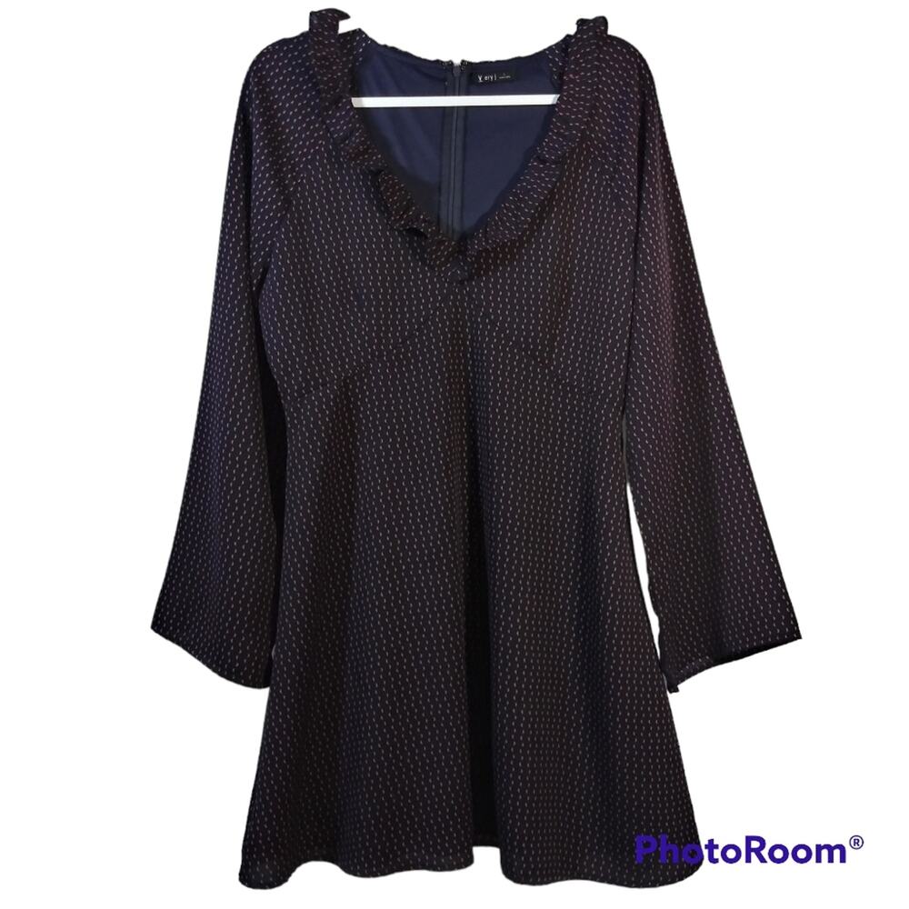 Very J Navy Blue Fit and Flare Crescent Moon Print Dress Size L